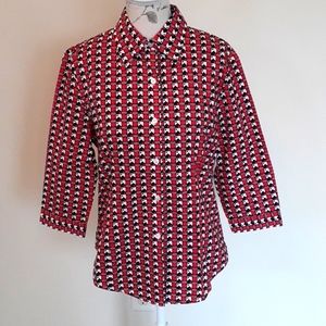 # Wanko red, white and black geometric print shirt